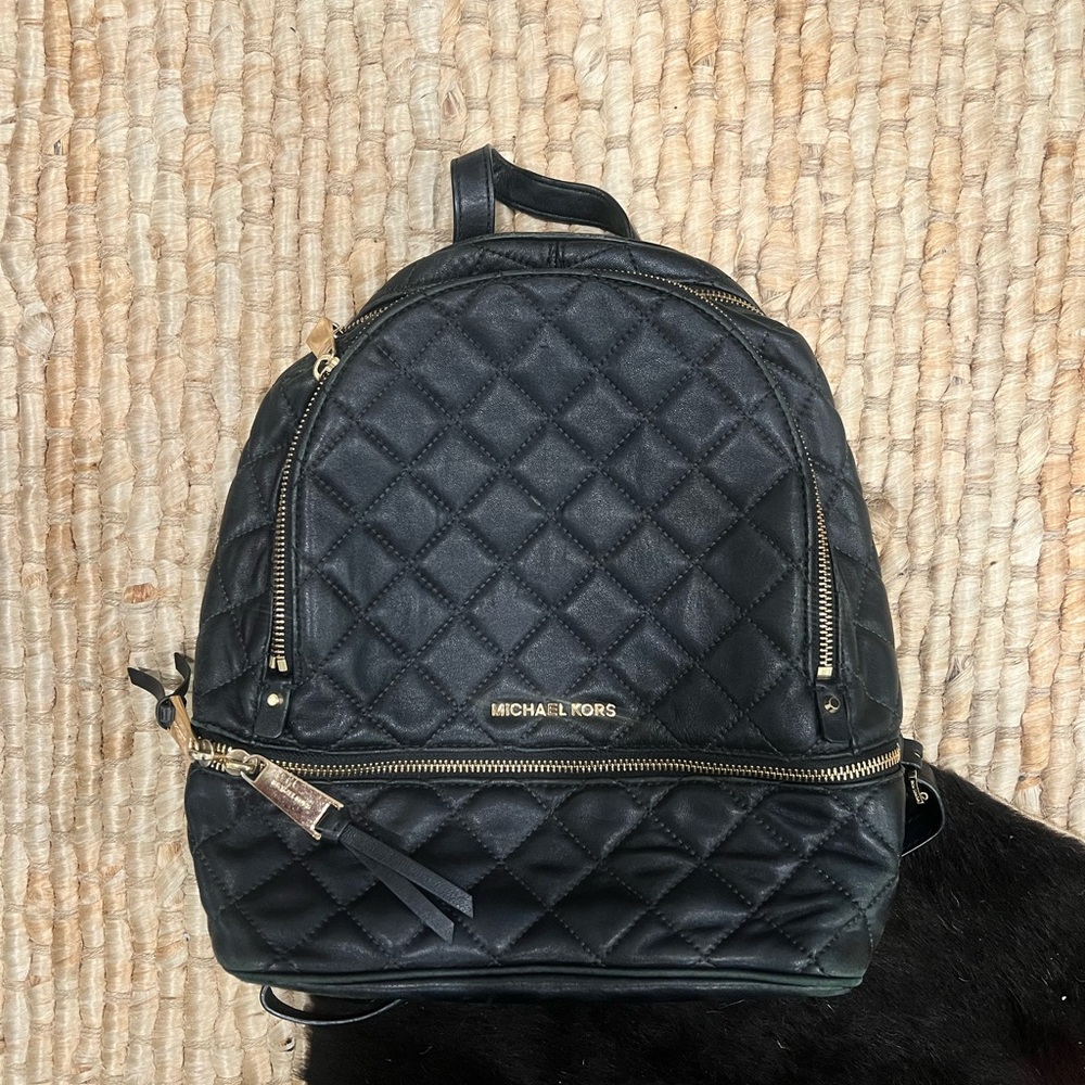 Michael Kors Black Quilted Backpack
